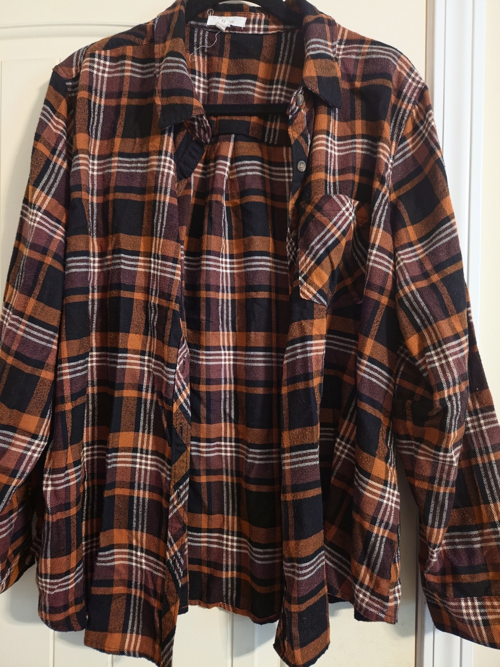 Maurices Plus Brown and Black Flannel Button-Down Shirt